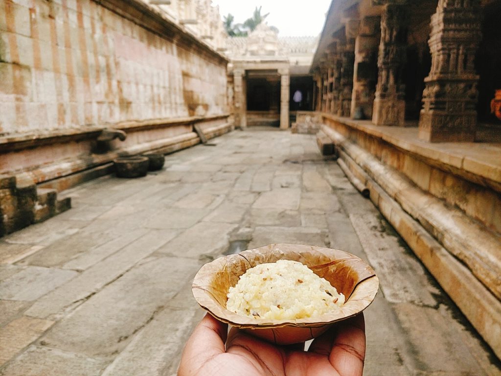 Melukote temple Pongal prasadam