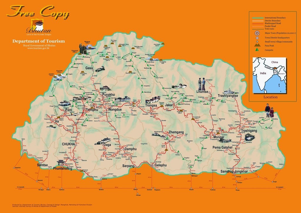 Bhutan Tourist Map